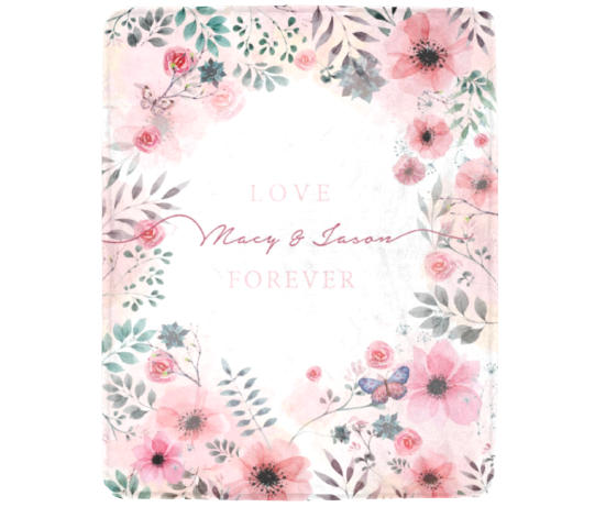 Pink Flower文字定制毛毯-Pink Flower Word Custom Blanket - HKGIFTFORU