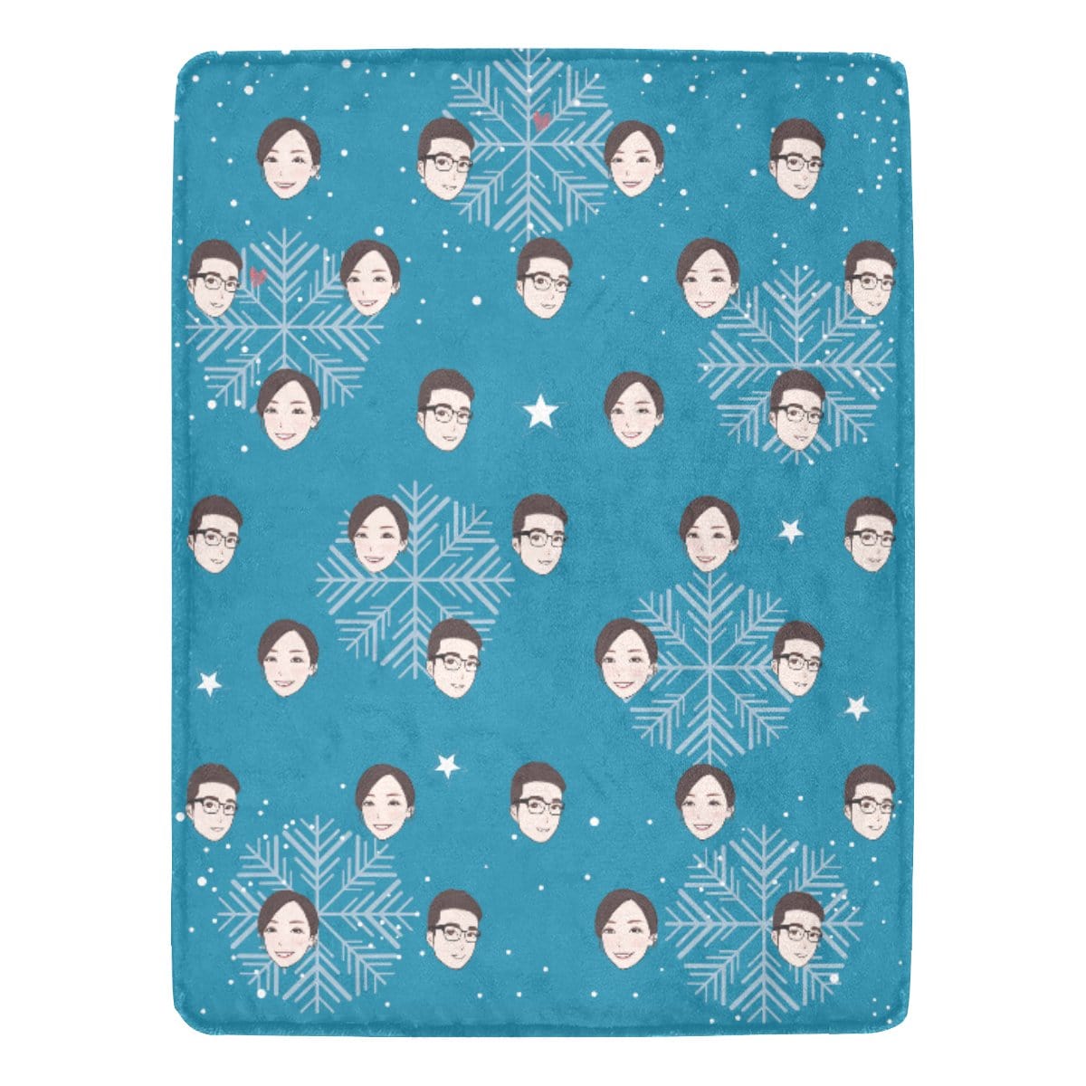 早鳥聖誕禮物定製-客製化插畫毛毯-雪花(藍)款式 Christmas Blanket (Blue)  Custom Blanket with tailor-made illustration. - HKGIFTFORU