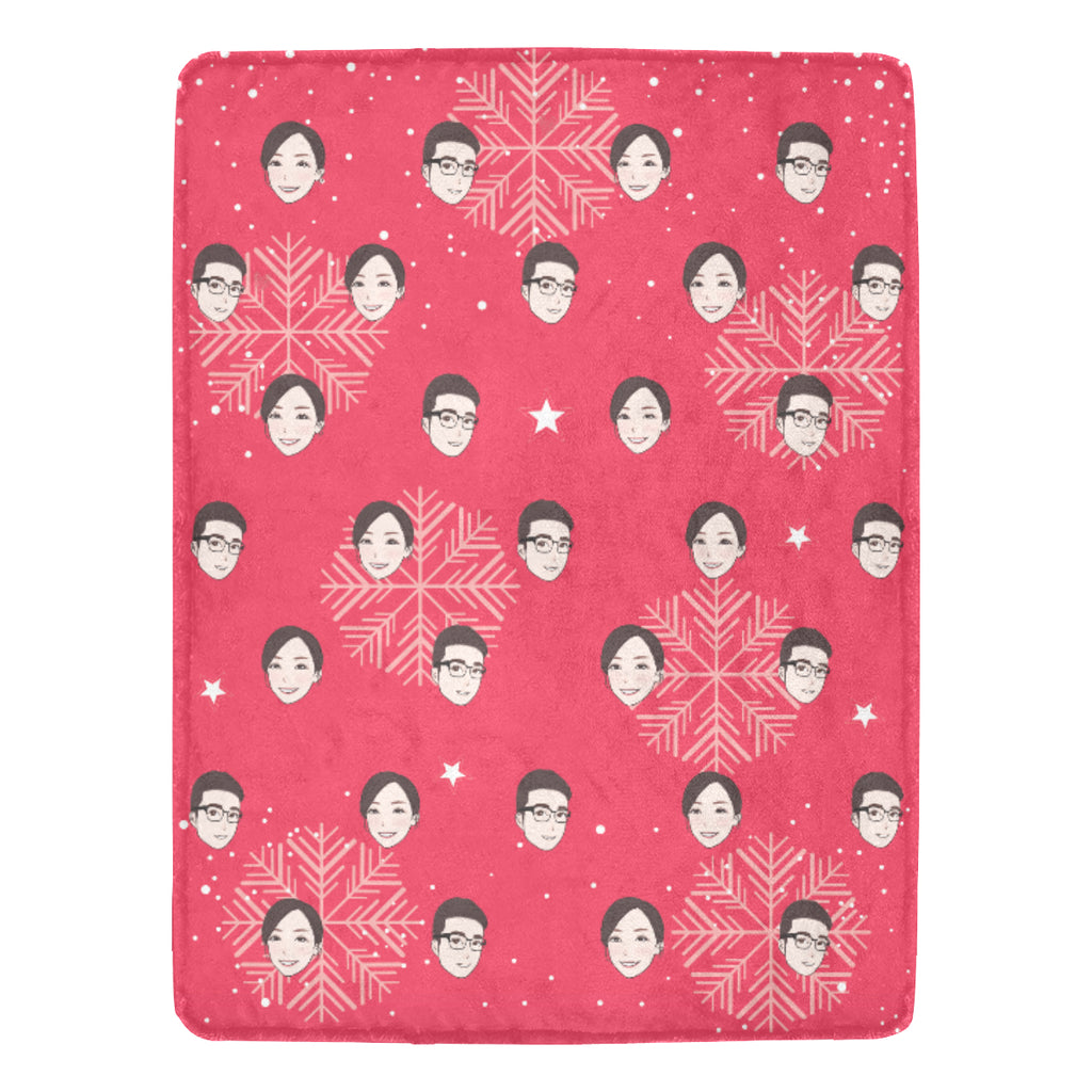 聖誕禮物定製-客製化插畫毛毯-雪花(紅)款式 Christmas Blanket (Red)  Custom Blanket with tailor-made illustration. - HKGIFTFORU