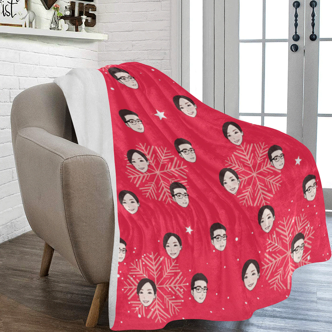 聖誕禮物定製-客製化插畫毛毯-雪花(紅)款式 Christmas Blanket (Red)  Custom Blanket with tailor-made illustration. - HKGIFTFORU
