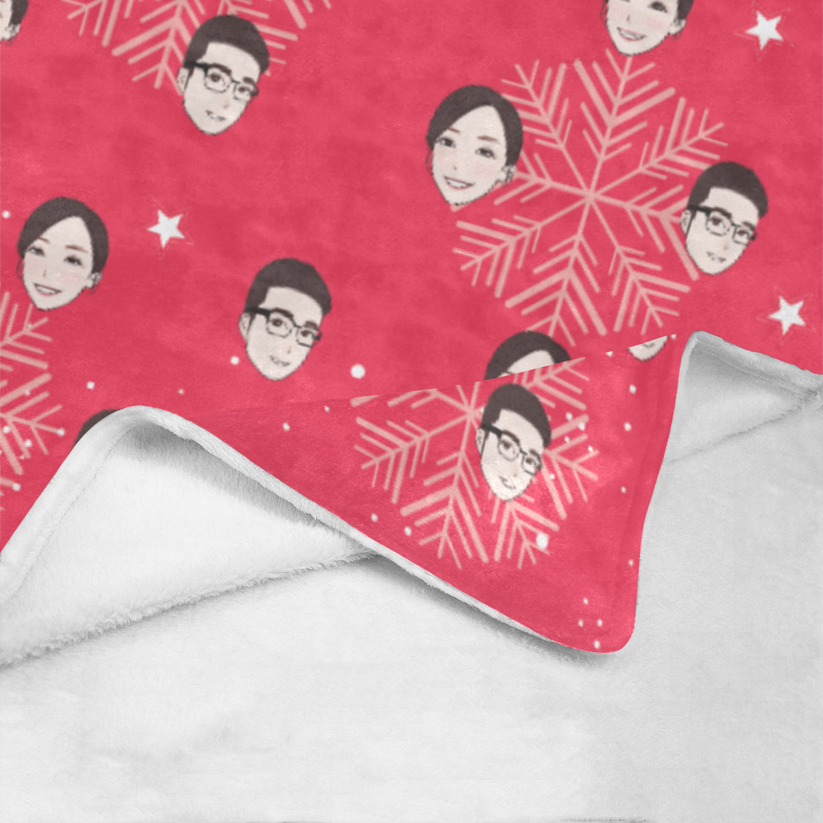 聖誕禮物定製-客製化插畫毛毯-雪花(紅)款式 Christmas Blanket (Red)  Custom Blanket with tailor-made illustration. - HKGIFTFORU
