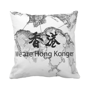 香港地圖黑白線條款式 文字定制-Hong Kong Map Off white Cushion - HKGIFTFORU