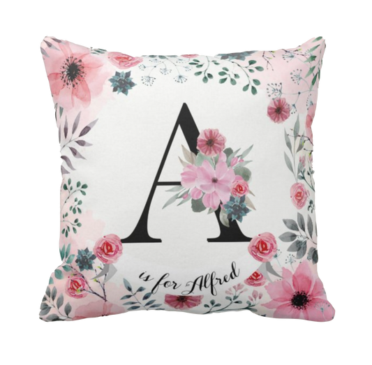 Pink Flower名字客製抱枕 Name Personlized Cushion-Pink Flower Design - HKGIFTFORU