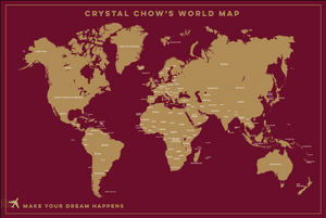 個人化藝術掛布-世界地圖(紅色)-World map (Red) design - HKGIFTFORU