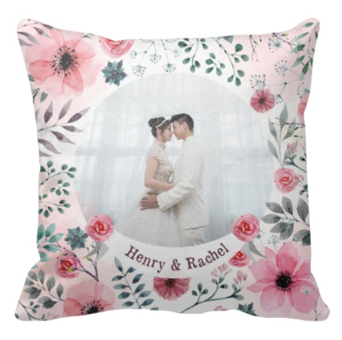 Pink Flower插畫客製抱枕 Illustration Cushion-Pink Flower - HKGIFTFORU