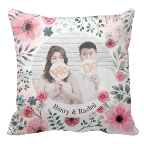 Pink Flower插畫客製抱枕 Illustration Cushion-Pink Flower - HKGIFTFORU
