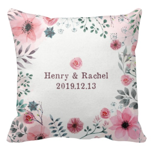 Pink Flower插畫客製抱枕 Illustration Cushion-Pink Flower - HKGIFTFORU