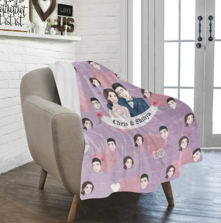 Sweet Home心型背面款式插畫毛毯Sweet Home- Custom Blanket with tailor-made illustration. - HKGIFTFORU