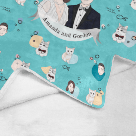 海洋小魚波波款式插畫毛毯 fish & bubble- Custom Blanket with tailor-made illustration - HKGIFTFORU
