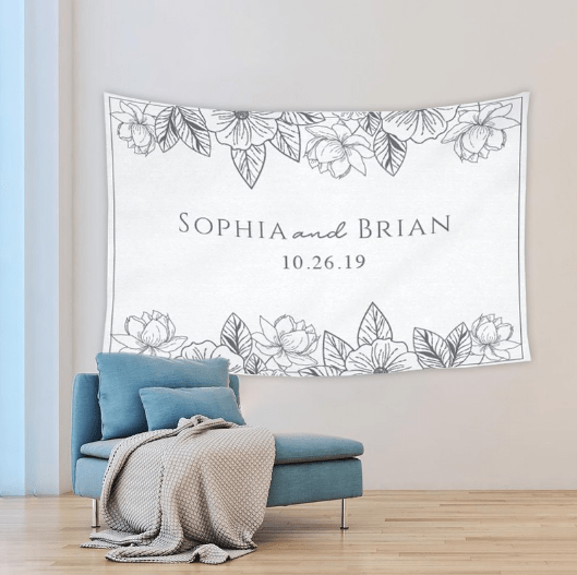 簡花名字定製掛布-Simple B&W Name Custom Wall Deco Tapestry - HKGIFTFORU