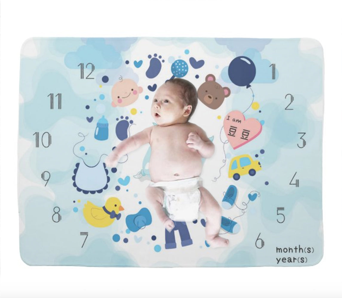 個人化嬰兒成長記錄背景布(BabyBoy) -Customize Baby milestone blanket (BabyBoy) - HKGIFTFORU