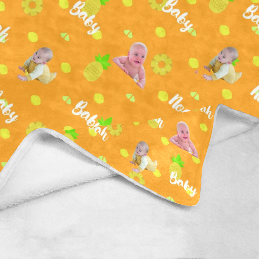 小菠蘿圖案照片客製毛毯 可自定背景色  Custom Photo Blanket with Pineapple theme - HKGIFTFORU
