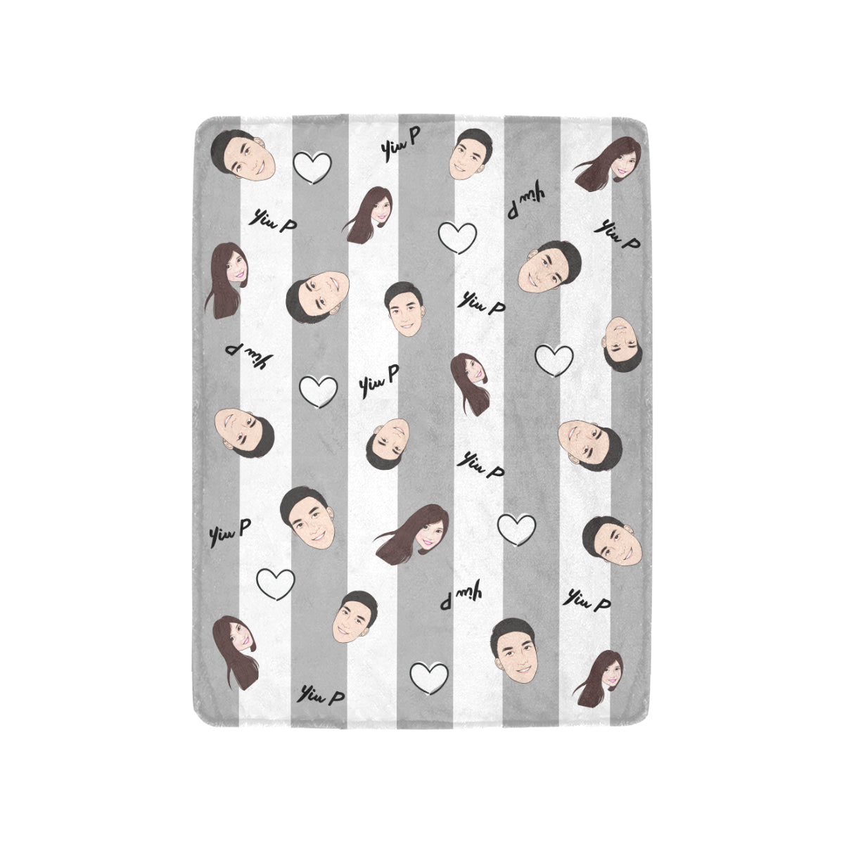 寵物或人像間條客製毛毯冷毛毯 Pet & Stiped pattern- Custom Blanket with tailor-made gift - HKGIFTFORU