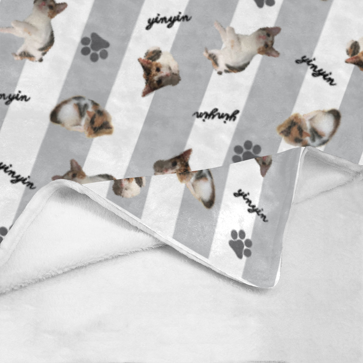 寵物或人像間條客製毛毯冷毛毯 Pet & Stiped pattern- Custom Blanket with tailor-made gift - HKGIFTFORU