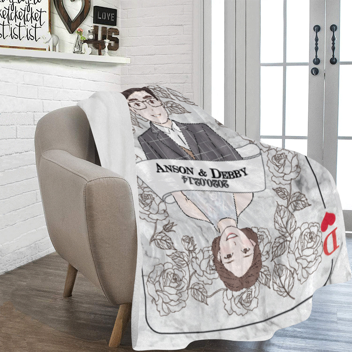 King & Queen 款式客製化插畫毛毯 King & Queen Theme- Custom Blanket with tailor-made illustration. - HKGIFTFORU