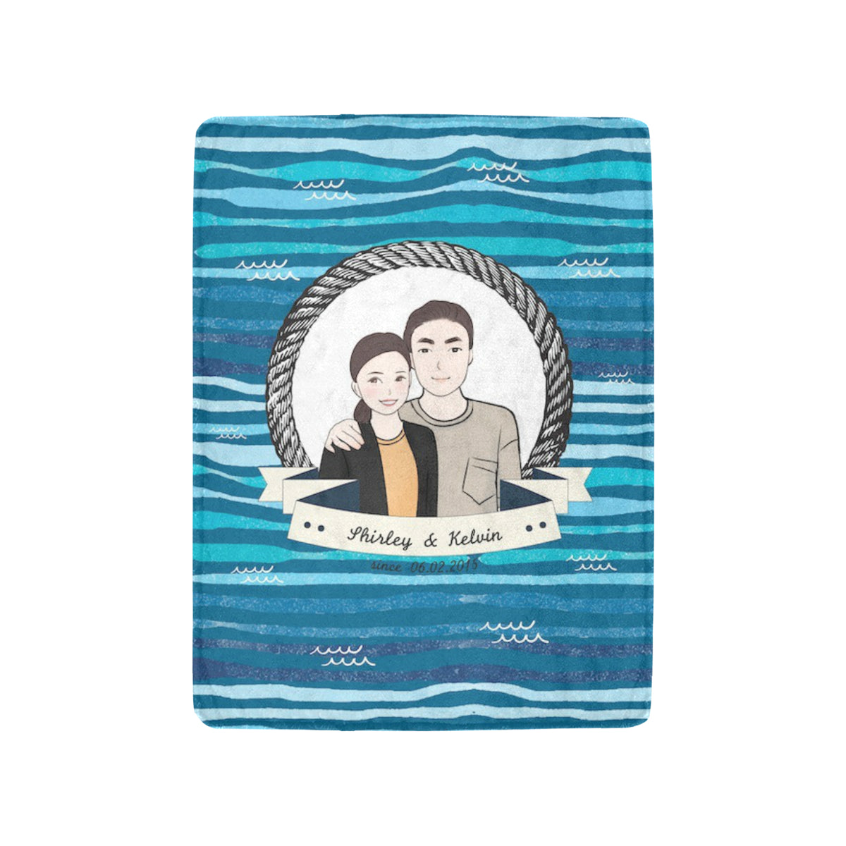 Marina Wave款式客製化插畫毛毯 Marina Wave- Custom Blanket with tailor-made illustration. - HKGIFTFORU
