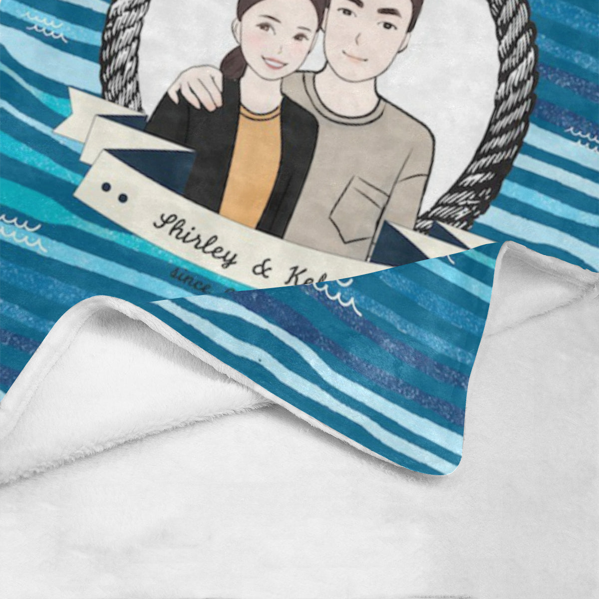 Marina Wave款式客製化插畫毛毯 Marina Wave- Custom Blanket with tailor-made illustration. - HKGIFTFORU